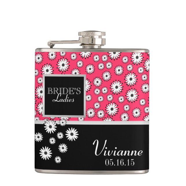 Daisy Pattern Bridesmaid Flask (Front)