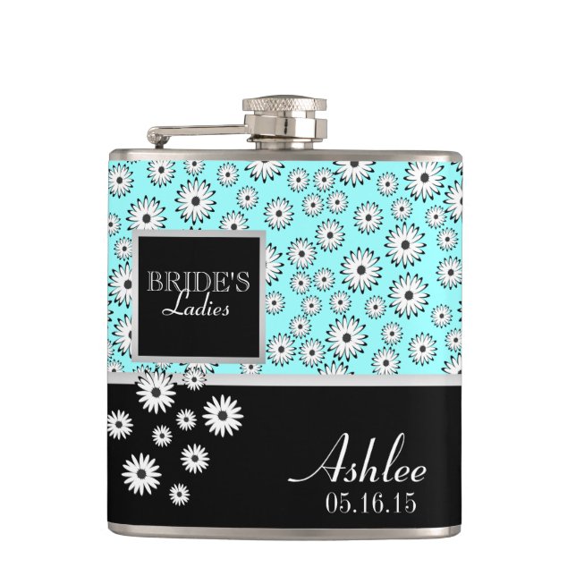 Daisy Pattern Bridesmaid Hip Flask (Front)