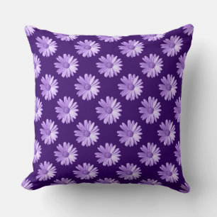 Daisy Pattern - Deep Purple Throw Pillow