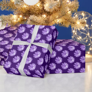 Daisy Pattern - Deep Purple Wrapping Paper