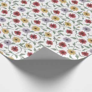 Daisy Pattern Doodle Pen and Ink Style Wrapping Paper