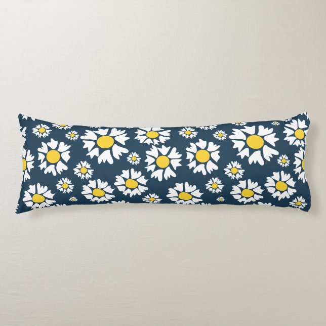 Daisy Pattern, Floral Pattern, White Daisies Body Pillow (Front)