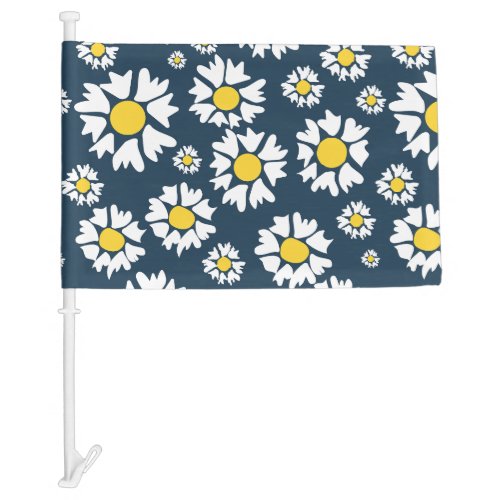Daisy Pattern Floral Pattern White Daisies Car Flag