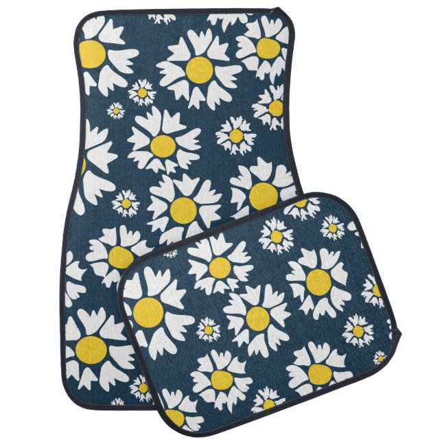 Daisy Pattern, Floral Pattern, White Daisies Car Floor Mat (Set)