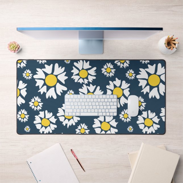 Daisy Pattern, Floral Pattern, White Daisies Desk Mat (Office 1)
