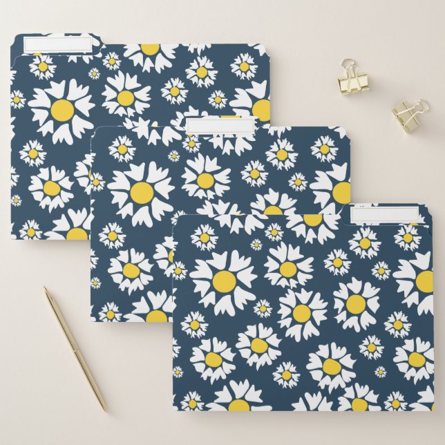 Daisy Pattern, Floral Pattern, White Daisies File Folder (Set)