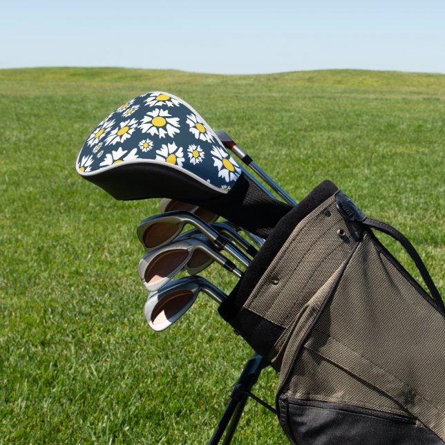 Daisy Pattern, Floral Pattern, White Daisies Golf Head Cover (In Situ)