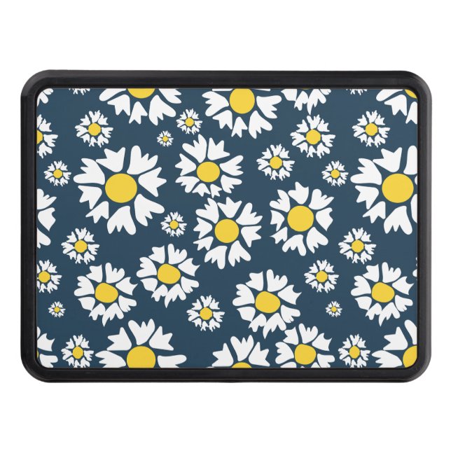 Daisy Pattern, Floral Pattern, White Daisies Hitch Cover (Front)