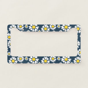 Daisy Pattern, Floral Pattern, White Daisies License Plate Frame