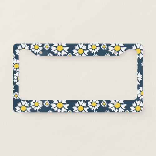 Daisy Pattern Floral Pattern White Daisies License Plate Frame