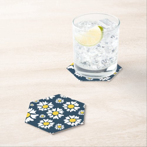 Daisy Pattern Floral Pattern White Daisies Paper Coaster