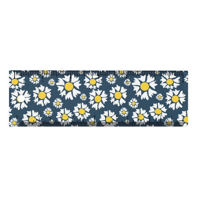 Daisy Pattern, Floral Pattern, White Daisies Ruler (Front)
