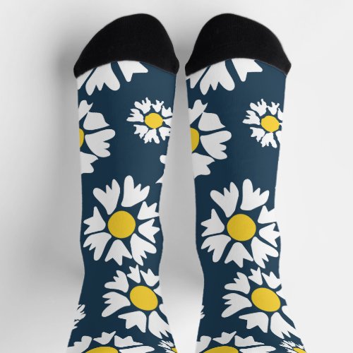 Daisy Pattern Floral Pattern White Daisies Socks