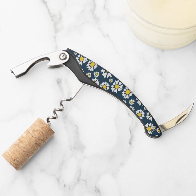 Daisy Pattern, Floral Pattern, White Daisies Waiter's Corkscrew (Front)