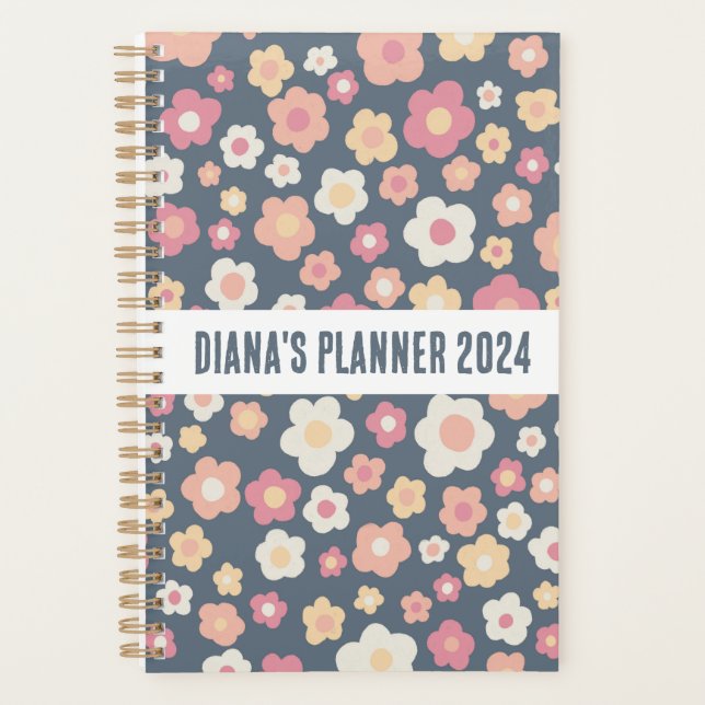 Daisy Pattern Flowers Blooms Floral Cute CUSTOM  Planner (Front)