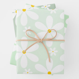 Daisy Pattern (Mint) Wrapping Paper Sheets