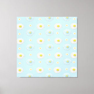 Daisy Pattern on light blue background   Canvas Print