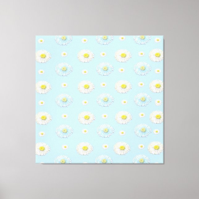 Daisy Pattern on light blue background   Canvas Print (Front)