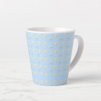 Daisy Pattern on light blue background  Latte Mug