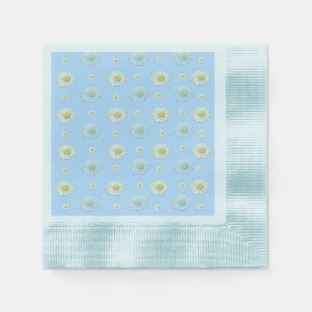 Daisy Pattern on light blue background  Napkins (Front)