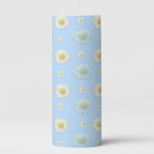 Daisy Pattern on light blue background  Pillar Candle