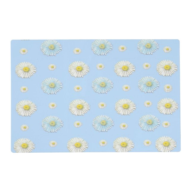 Daisy Pattern on light blue background  Placemat (Front)