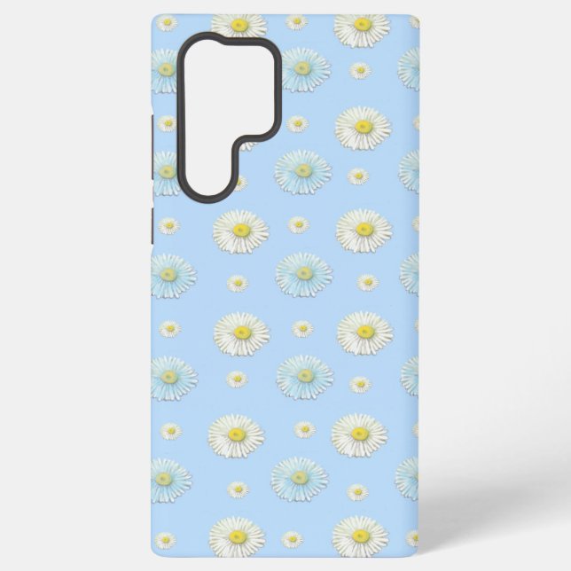 Daisy Pattern on light blue background   Samsung Galaxy Case (Back)