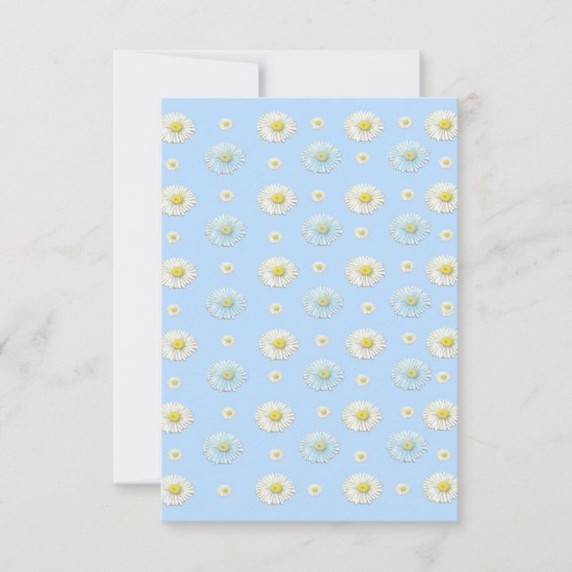 Daisy Pattern on light blue background  Thank You Card (Front)
