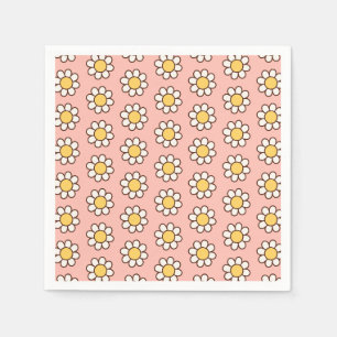 Daisy Pattern on Pastel Pink Spring Party Napkins