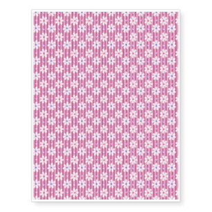 Daisy Pattern on Pink Stripes Temporary Tattoos