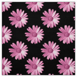 Daisy Pattern - Pink on Black Fabric