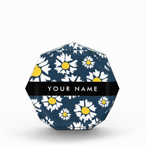 Daisy Pattern White Daisies Your Name Acrylic Award