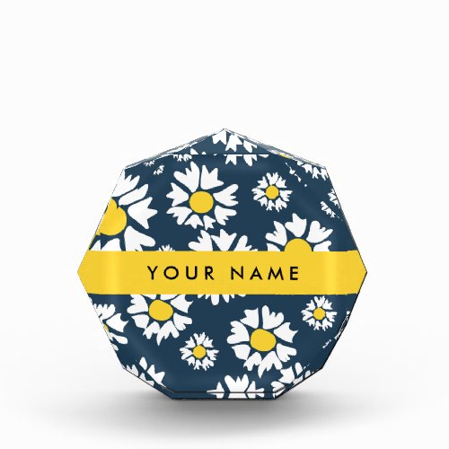 Daisy Pattern White Daisies Your Name Acrylic Award