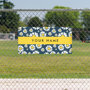 Daisy Pattern, White Daisies, Your Name Banner
