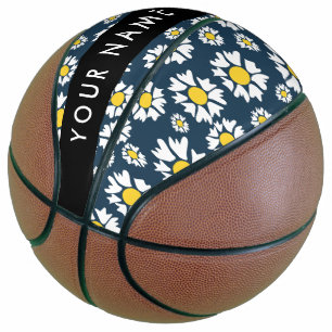 Daisy Pattern, White Daisies, Your Name Basketball