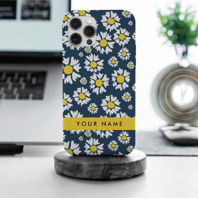 Daisy Pattern, White Daisies, Your Name Case-Mate iPhone Case (Creator Uploaded)