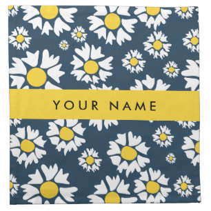 Daisy Pattern, White Daisies, Your Name Cloth Napkin