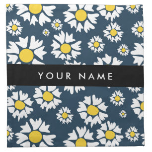 Daisy Pattern, White Daisies, Your Name Cloth Napkin
