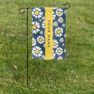 Daisy Pattern, White Daisies, Your Name Garden Flag