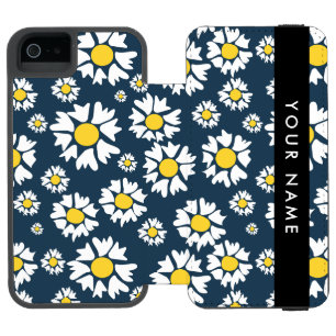 Daisy Pattern, White Daisies, Your Name iPhone SE/5/5s Wallet Case