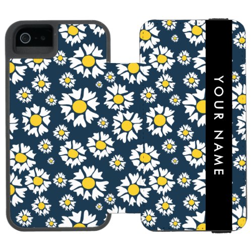 Daisy Pattern White Daisies Your Name iPhone SE55s Wallet Case