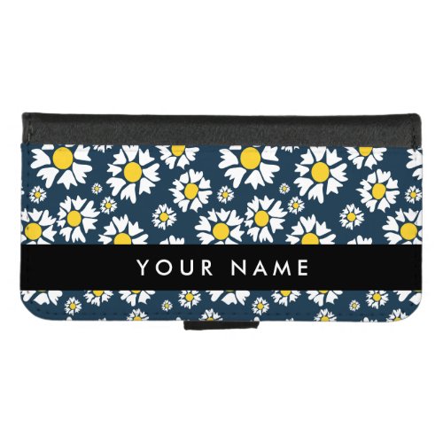 Daisy Pattern White Daisies Your Name iPhone 87 Wallet Case