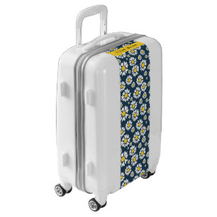 Daisy Pattern, White Daisies, Your Name Luggage