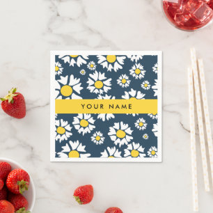 Daisy Pattern, White Daisies, Your Name Napkins