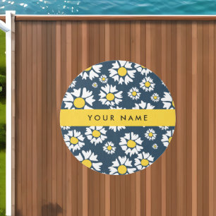 Daisy Pattern, White Daisies, Your Name Outdoor Rug
