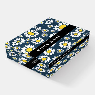 Daisy Pattern, White Daisies, Your Name Paperweight