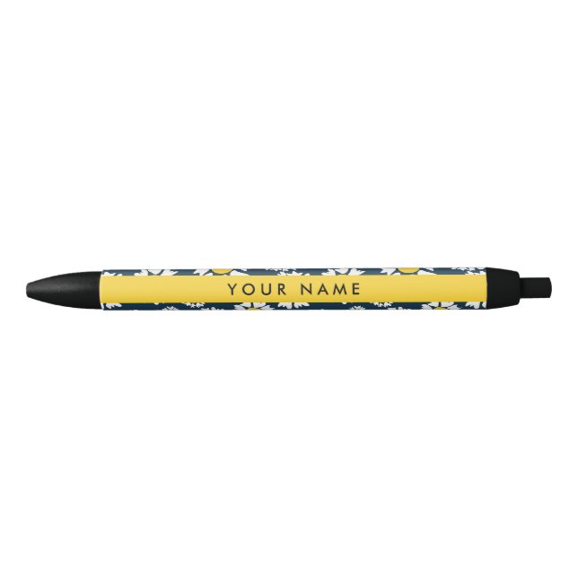 Daisy Pattern, White Daisies, Your Name Pen (Front)