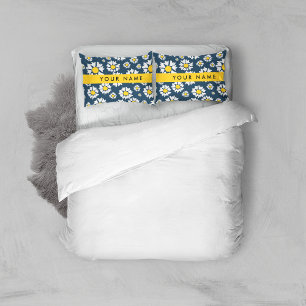 Daisy Pattern, White Daisies, Your Name Pillow Case