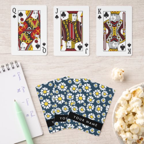 Daisy Pattern White Daisies Your Name Pinochle Cards