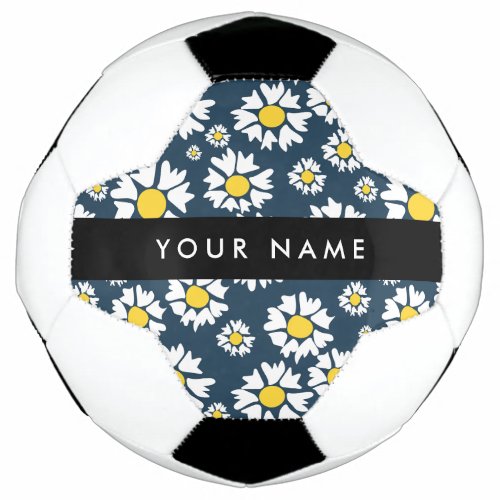 Daisy Pattern White Daisies Your Name Soccer Ball